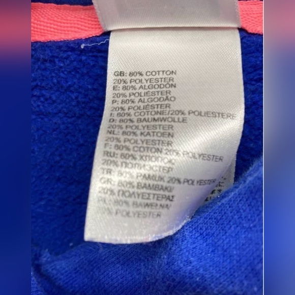 The North Face Blue Pink Graphic Print Logo Hoodie Sweatshirt Size L Used Exc - Picture 4 of 4